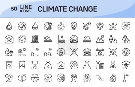 Téléchargez les illustrations : Ligne de changement climatique Icônes Pack - en licence libre de droit