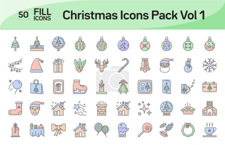 Illustration for Christmas Icons Pack Vol 1 Awesome Color Outline Icons Pack - Royalty Free Image