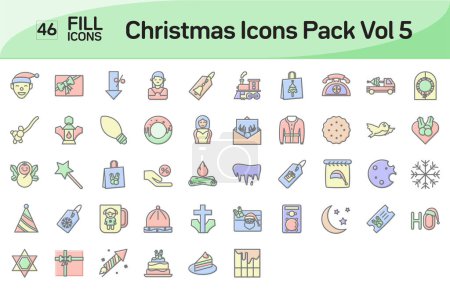 Illustration for Christmas Icons Pack Vol 5 Awesome Color Outline Icons Pack - Royalty Free Image