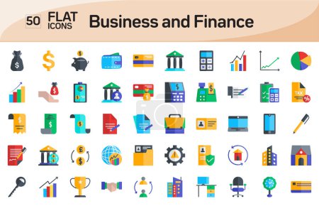 Illustration for Business and Finance Flat Color Icons Pack - Royalty Free Image