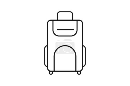 Téléchargez les illustrations : Icône de ligne de bagages Icône de voyage et d'excursion, Icône de tourisme, Explorer les icônes du monde - en licence libre de droit