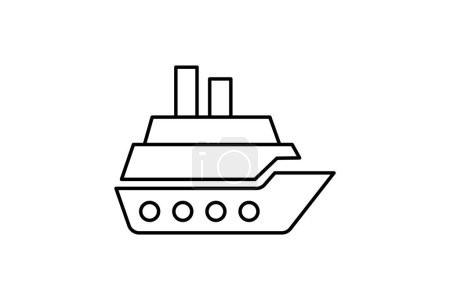 Ilustración de Icono de la línea de cruceros Icono de viaje y tour, Icono de turismo, Explorando iconos del mundo - Imagen libre de derechos