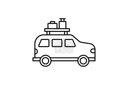 Illustration for Road Trip Line Icon Travel And Tour Icon, Tourism Icon, Exploring World Icons - Royalty Free Image