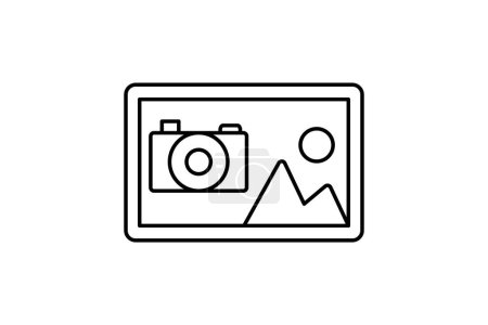 Illustration for Travel Photography Line Icon Travel And Tour Icon, Tourism Icon, Exploring World Icons - Royalty Free Image