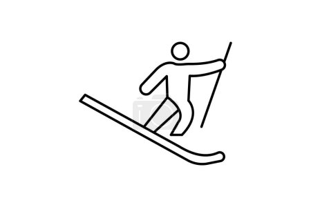 Illustration for Skiing Line Icon Travel And Tour Icon, Tourism Icon, Exploring World Icons - Royalty Free Image