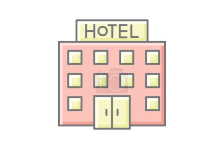 Illustration for Hotels Awesome Outline Icon Travel And Tour Icon, Tourism Icon, Exploring World Icons - Royalty Free Image