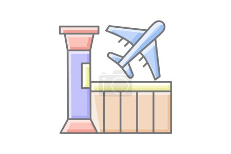 Illustration for Airport Awesome Outline Icon Travel And Tour Icon, Tourism Icon, Exploring World Icons - Royalty Free Image