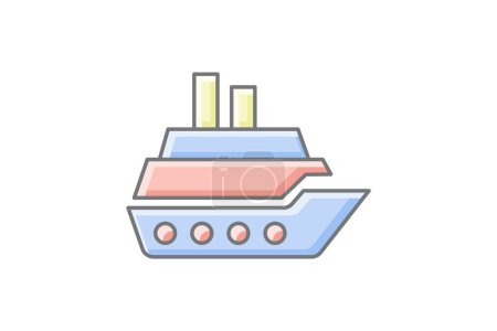 Illustration for Cruise Awesome Outline Icon Travel And Tour Icon, Tourism Icon, Exploring World Icons - Royalty Free Image