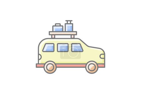 Illustration for Road Trip Awesome Outline Icon Travel And Tour Icon, Tourism Icon, Exploring World Icons - Royalty Free Image