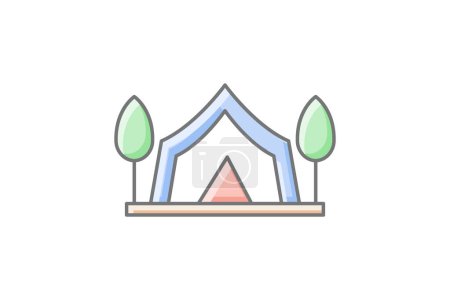 Illustration for Camping Awesome Outline Icon Travel And Tour Icon, Tourism Icon, Exploring World Icons - Royalty Free Image