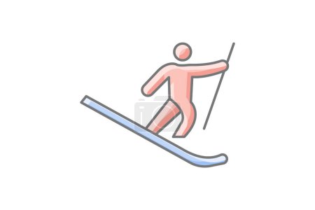 Illustration for Skiing Awesome Outline Icon Travel And Tour Icon, Tourism Icon, Exploring World Icons - Royalty Free Image