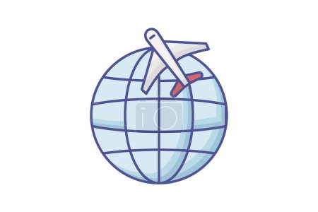 Illustration for Travel Outline Fill Icon Travel And Tour Icon, Tourism Icon, Exploring World Icons - Royalty Free Image