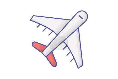 Illustration for Flights Outline Fill Icon Travel And Tour Icon, Tourism Icon, Exploring World Icons - Royalty Free Image