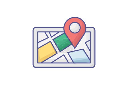 Illustration for Gps Navigation Outline Fill Icon Travel And Tour Icon, Tourism Icon, Exploring World Icons - Royalty Free Image