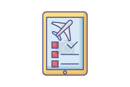 Illustration for Booking Outline Fill Icon Travel And Tour Icon, Tourism Icon, Exploring World Icons - Royalty Free Image