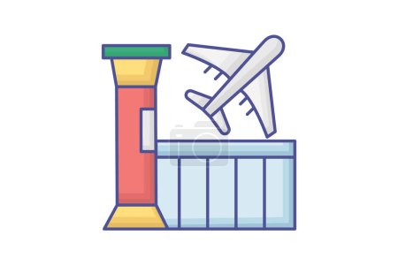 Illustration for Airport Outline Fill Icon Travel And Tour Icon, Tourism Icon, Exploring World Icons - Royalty Free Image
