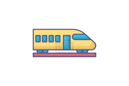 Illustration for Train Outline Fill Icon Travel And Tour Icon, Tourism Icon, Exploring World Icons - Royalty Free Image