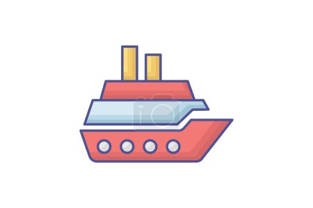 Illustration for Cruise Outline Fill Icon Travel And Tour Icon, Tourism Icon, Exploring World Icons - Royalty Free Image