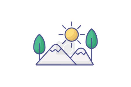Illustration for Eco-Tourism Outline Fill Icon Travel And Tour Icon, Tourism Icon, Exploring World Icons - Royalty Free Image