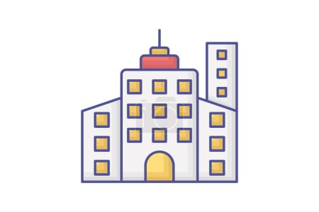 Illustration for Cityscape Outline Fill Icon Travel And Tour Icon, Tourism Icon, Exploring World Icons - Royalty Free Image