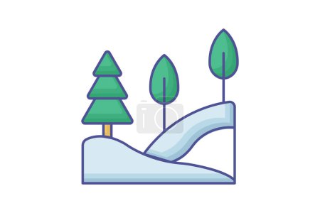 Illustration for Landscapes Outline Fill Icon Travel And Tour Icon, Tourism Icon, Exploring World Icons - Royalty Free Image