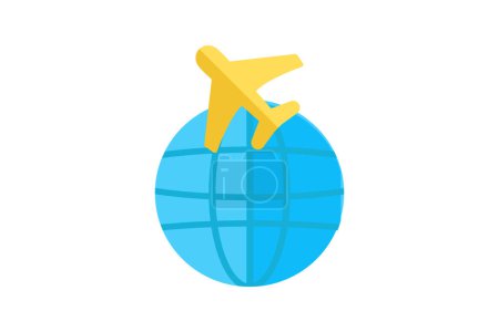 Illustration for Travel Flat Icon Travel And Tour Icon, Tourism Icon, Exploring World Icons - Royalty Free Image