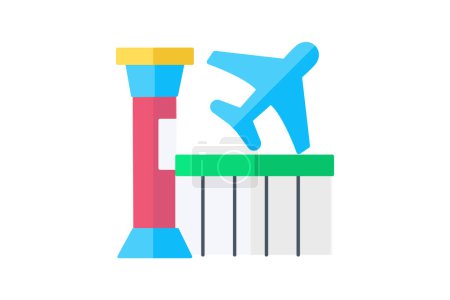 Illustration for Airport Flat Icon Travel And Tour Icon, Tourism Icon, Exploring World Icons - Royalty Free Image
