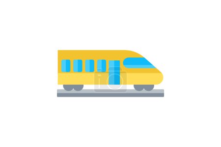 Illustration for Train Flat Icon Travel And Tour Icon, Tourism Icon, Exploring World Icons - Royalty Free Image