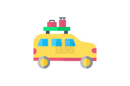 Illustration for Road Trip Flat Icon Travel And Tour Icon, Tourism Icon, Exploring World Icons - Royalty Free Image