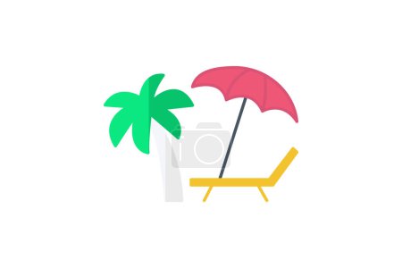 Ilustración de Icono plano de playa Icono de viaje y tour, Icono de turismo, Explorando iconos del mundo - Imagen libre de derechos
