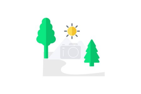 Illustration for National Parks Flat Icon Travel And Tour Icon, Tourism Icon, Exploring World Icons - Royalty Free Image