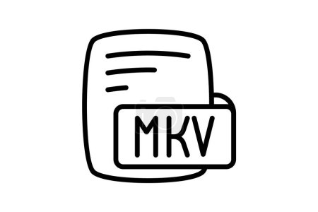 Illustration for Mkv Matroska Video Line Style Icon - Royalty Free Image