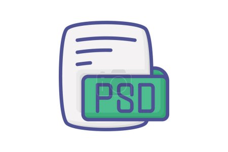 Illustration for Psd Adobe Photoshop Document Color Outline Style Icon - Royalty Free Image