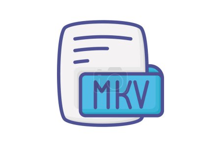Illustration for Mkv Matroska Video Color Outline Style Icon - Royalty Free Image