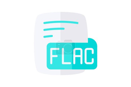 Téléchargez les illustrations : Flac Free Lossless Audio Codec Icône de style plat - en licence libre de droit