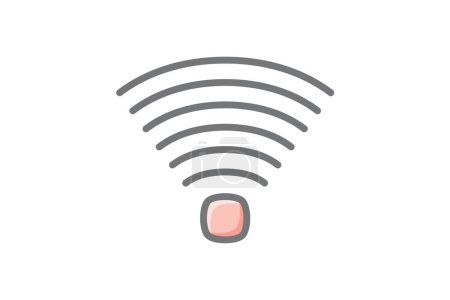 Téléchargez les illustrations : Signaux WiFi Matériel informatique, composant d'ordinateur Impressionnant Icône de couleur linéaire - en licence libre de droit
