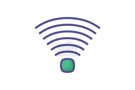 Téléchargez les illustrations : Signaux WiFi Matériel informatique, contour des composants informatiques Icône de couleur remplie - en licence libre de droit