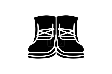 Téléchargez les illustrations : Classic Off-White Bottes Chaussures et chaussures Flat Color Icône mis isolé sur fond blanc illustration vectorielle de couleur plate Pixel parfait - en licence libre de droit