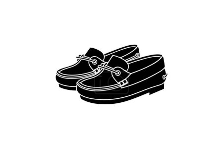 Illustration for Black Moccasin Shoes and footwear Flat Color Icon set isolated on white background flat color vector illustration Pixel perfect - Royalty Free Image
