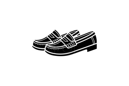 Téléchargez les illustrations : Bleu Penny Driver Mocassin Chaussures et chaussures Flat Color Icône mis isolé sur fond blanc illustration vectorielle de couleur plate Pixel parfait - en licence libre de droit