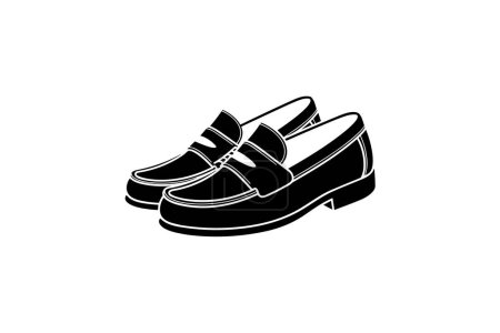 Illustration for Black Wingtip Loafers Modern Shoes and footwear Flat Color Icon set isolated on white background flat color vector illustration Pixel perfect - Royalty Free Image