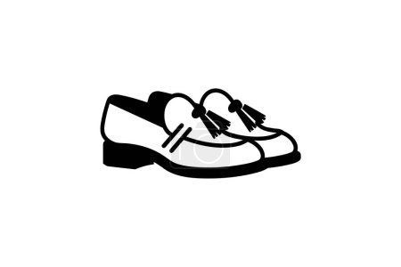 Téléchargez les illustrations : Bleu Tassel Mocassins Chaussures et chaussures Flat Color Icône mis isolé sur fond blanc illustration vectorielle de couleur plate Pixel parfait - en licence libre de droit