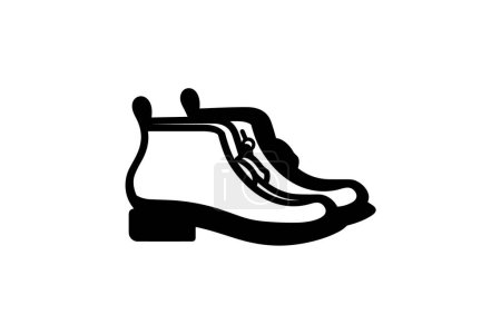 Téléchargez les illustrations : Noir glands chic Chaussures et chaussures Flat Color Icône mis isolé sur fond blanc illustration vectorielle couleur plate Pixel parfait - en licence libre de droit