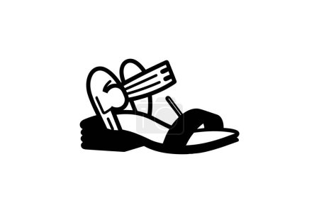 Téléchargez les illustrations : Vert Espadrille Appartements Femmes Chaussures et chaussures Flat Color Icône mis isolé sur fond blanc illustration vectorielle de couleur plate Pixel parfait - en licence libre de droit