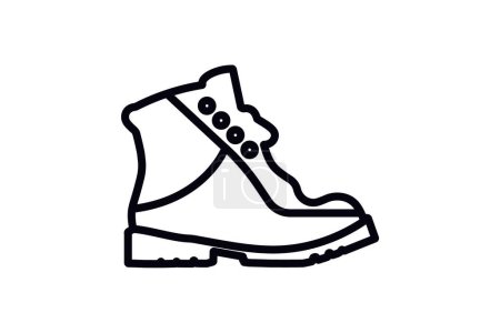 Illustration for Red Leather Boots Shoes and footwear Flat Color Icon set isolated on white background flat color vector illustration Pixel perfect - Royalty Free Image