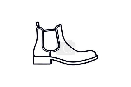 Ilustración de Gris Chelsea Botas Zapatos y calzado Plano Color Icono conjunto aislado sobre fondo blanco plano vector de color ilustración Pixel perfecto - Imagen libre de derechos