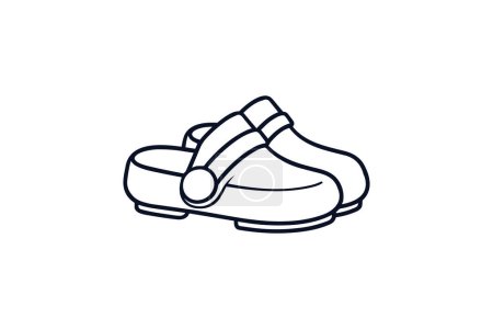 Illustration for Blue Clogs Shoes and footwear Flat Color Icon set isolated on white background flat color vector illustration Pixel perfect - Royalty Free Image