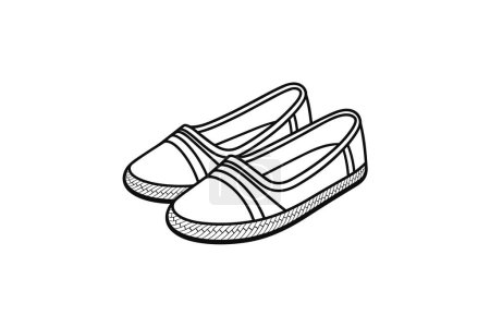 Téléchargez les illustrations : Chaussures et chaussures Espadrille colorées Flat Color Icône mis isolé sur fond blanc illustration vectorielle couleur plate Pixel parfait - en licence libre de droit