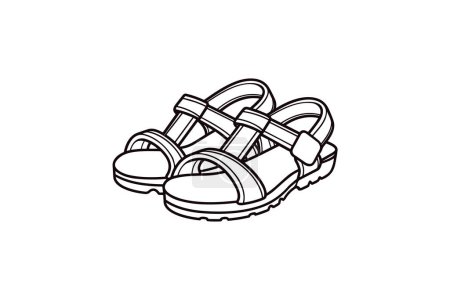 Illustration for Yellow Fisherman Sandals Shoes and footwear Flat Color Icon set isolated on white background flat color vector illustration Pixel perfect - Royalty Free Image