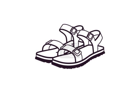 Illustration for Brown Huarache Sandals Shoes and footwear Flat Color Icon set isolated on white background flat color vector illustration Pixel perfect - Royalty Free Image